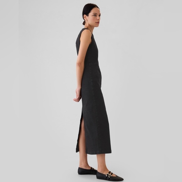 NWT! GAP Black Wash Denim Maxi Dress - Size 2 - Picture 3 of 8